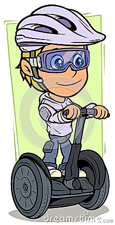 Cartoon girl character riding on electric scooter Vector Illustration
