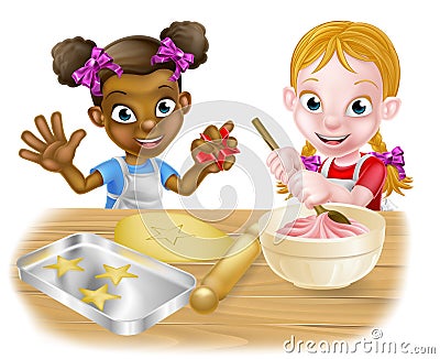 Cartoon Girl Chefs Vector Illustration