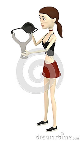 Cartoon girl with hand catapult Stock Photo