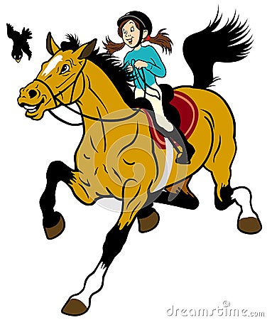 Cartoon girl with horse Vector Illustration