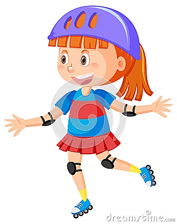 Cartoon girl on inline skates Vector Illustration