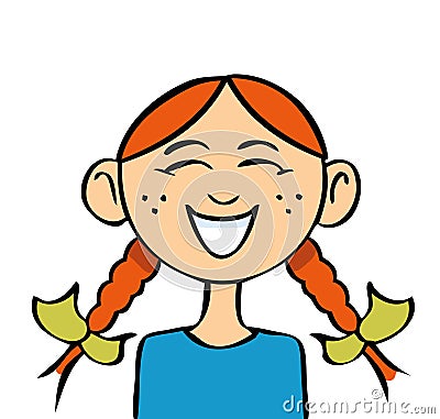 Cartoon girl laughing Stock Photo