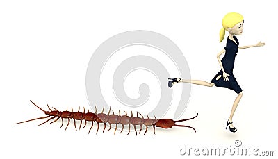 Cartoon girl with lithobius Stock Photo