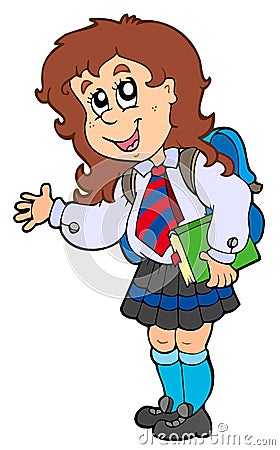 Cartoon girl in school uniform Vector Illustration
