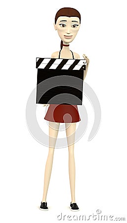 Cartoon girl with taker Stock Photo