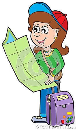 Cartoon girl traveller Vector Illustration