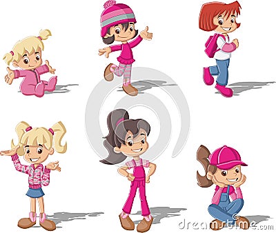 Cartoon girls. Vector Illustration