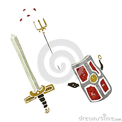 cartoon gladiator weapons Vector Illustration