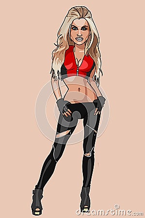 Cartoon glamor girl Vector Illustration