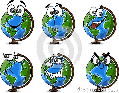 Cartoon Globe with emotions,vector Vector Illustration