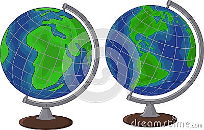 Cartoon globe two side Vector Illustration