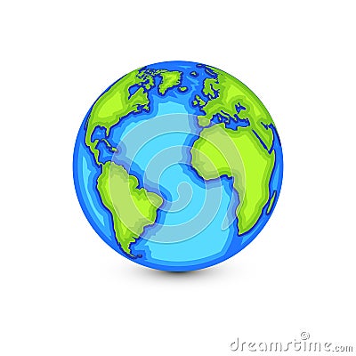 Cartoon Globe on White Background Vector Illustration