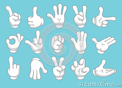 Cartoon gloved arms icons. Hands symbols collection. Vector illustration Stock Photo