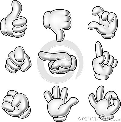 Cartoon gloved hands collection Vector Illustration