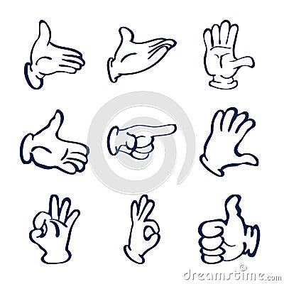 Cartoon gloved hands. Vector clip art Vector Illustration