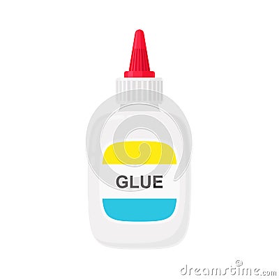 Cartoon glue bottle flat ico Vector Illustration