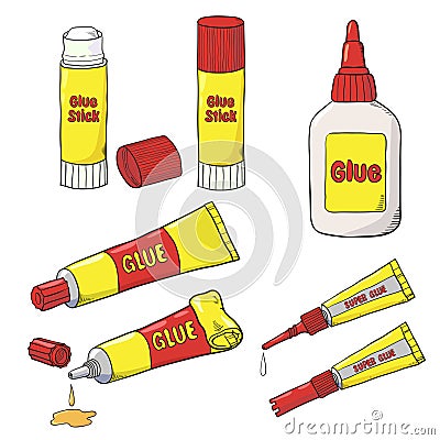 Cartoon Glue set. Vector Illustration