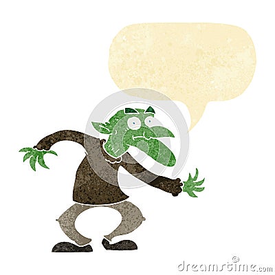 cartoon goblin with speech bubble Stock Photo