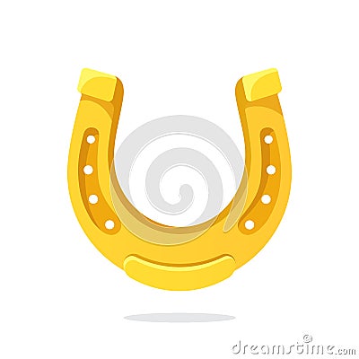 Cartoon gold horseshoe for good luck Vector Illustration