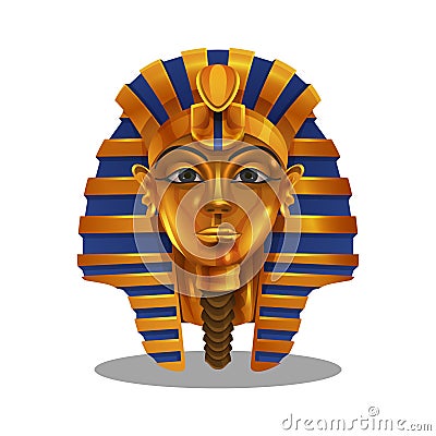 Cartoon golden achievement, Egyptian pharoah figurine isolated on white background. Vector Illustration