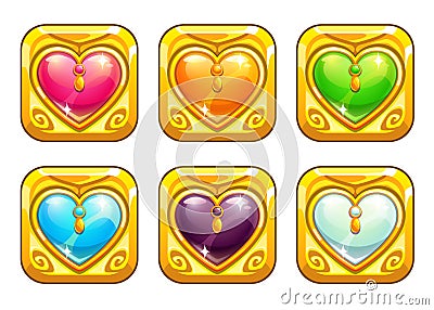 Cartoon golden love amulets Vector Illustration