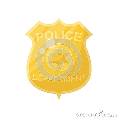 Cartoon golden police badge Vector Illustration