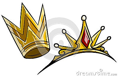 Cartoon golden royal queen crown vector Vector Illustration