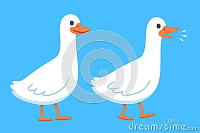 Cartoon goose standing and walking Vector Illustration