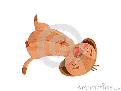 Cartoon gopher happily lying around. Vector illustration on white background. Vector Illustration