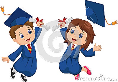 Cartoon Graduation Celebration Vector Illustration