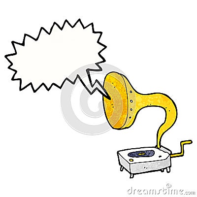 cartoon gramophone with speech bubble Stock Photo