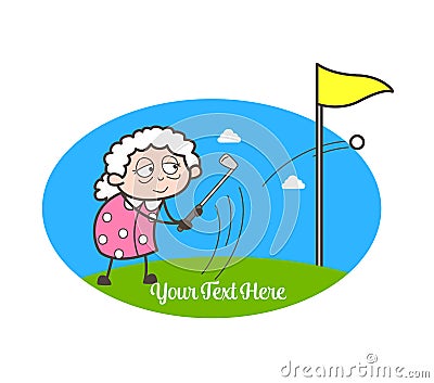 Cartoon Grand Mother Playing Golf Vector Illustration Stock Photo