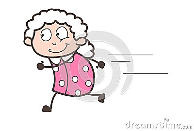 Cartoon Grandma Running Vector Illustration Stock Photo