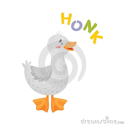 Cartoon gray goose. Vector illustration on a white background. Vector Illustration