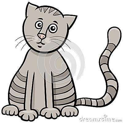 Cartoon gray tabby cat comic animal character Vector Illustration