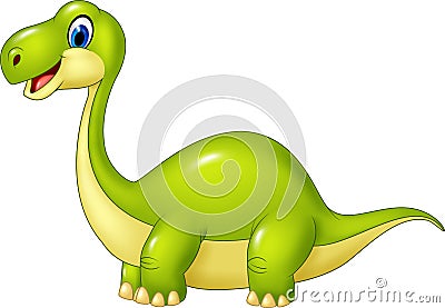 Cartoon green dinosaur isolated on white background Vector Illustration