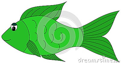 Cartoon green fish clipart Vector Illustration