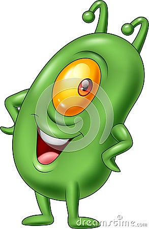 Cartoon green plankton posing Vector Illustration