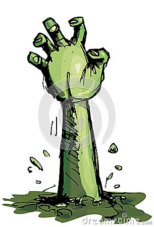 Cartoon of a green zombie hand Vector Illustration