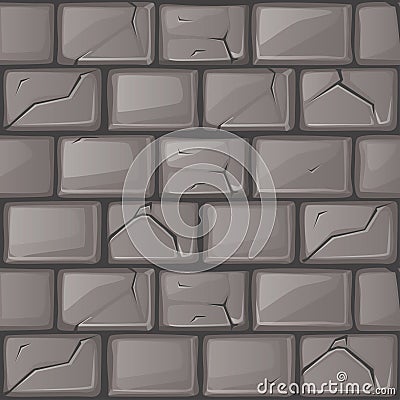 Cartoon grey stone Wall texture Vector Illustration