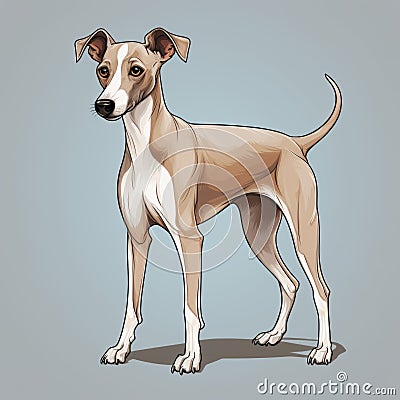 Cartoon Greyhound Dog Stylized Realism With Distinct Markings Cartoon Illustration