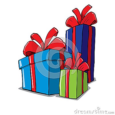 Cartoon of group of christmas gifts Vector Illustration