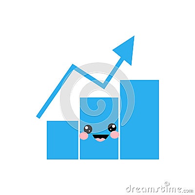 cartoon growth graph money with smiling face Vector Illustration