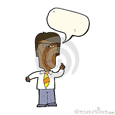 cartoon grumpy boss with speech bubble Stock Photo