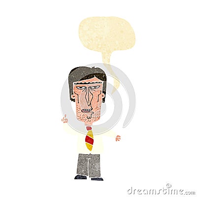 cartoon grumpy boss with speech bubble Stock Photo