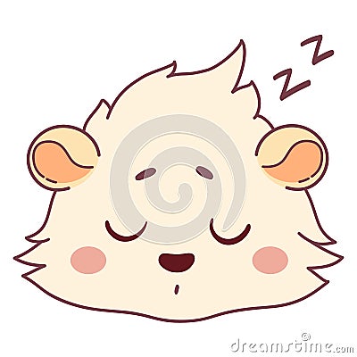 Funny cavy with eyes closed, asleep emoticons - Sleeping Face Emoji Vector Illustration