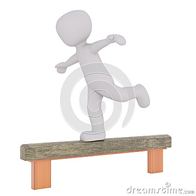 Cartoon Gymnast Competing in Balance Beam Event Stock Photo