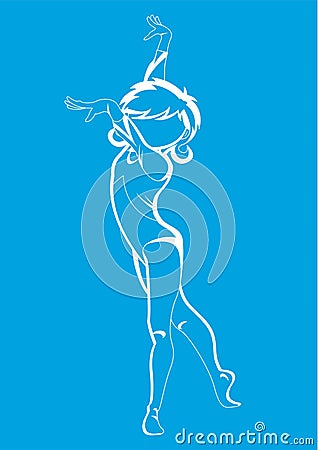 Cartoon Gymnast in Silhouette Vector Illustration