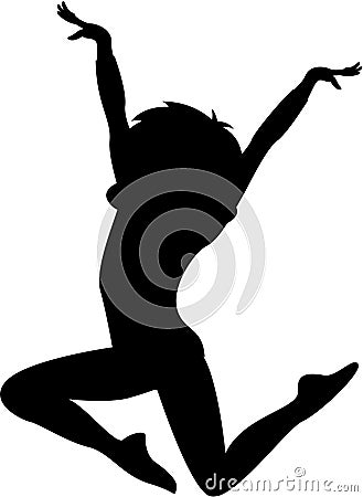 Cartoon Gymnast in Silhouette Vector Illustration