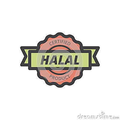 cartoon halal label Vector Illustration